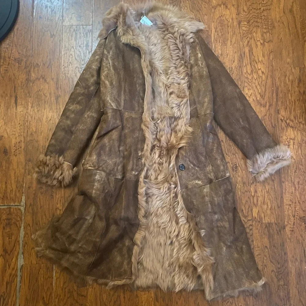 Afghan coat, real fur, Brown, - Picture 1 of 4